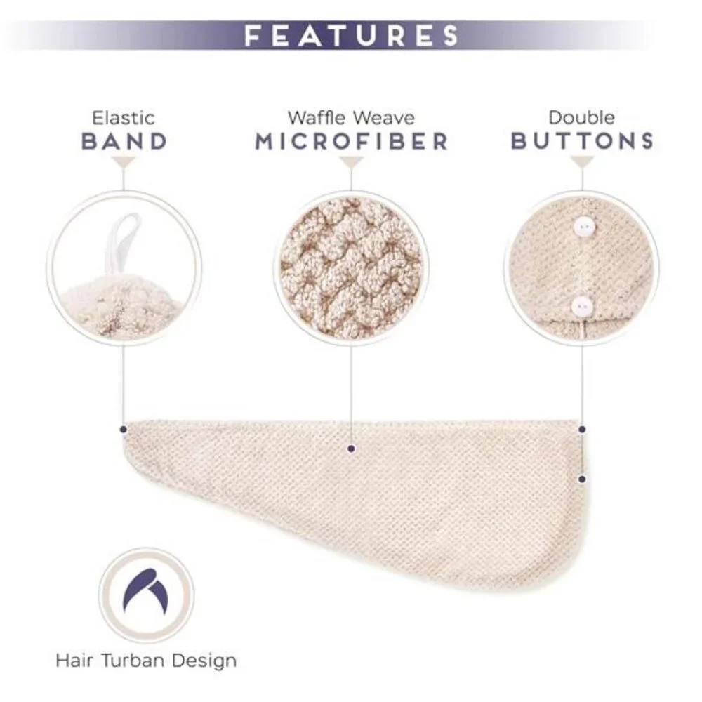 2 Pack Microfiber Hair Towel Wrap for Women, Anti Frizz Quick Drying Hair